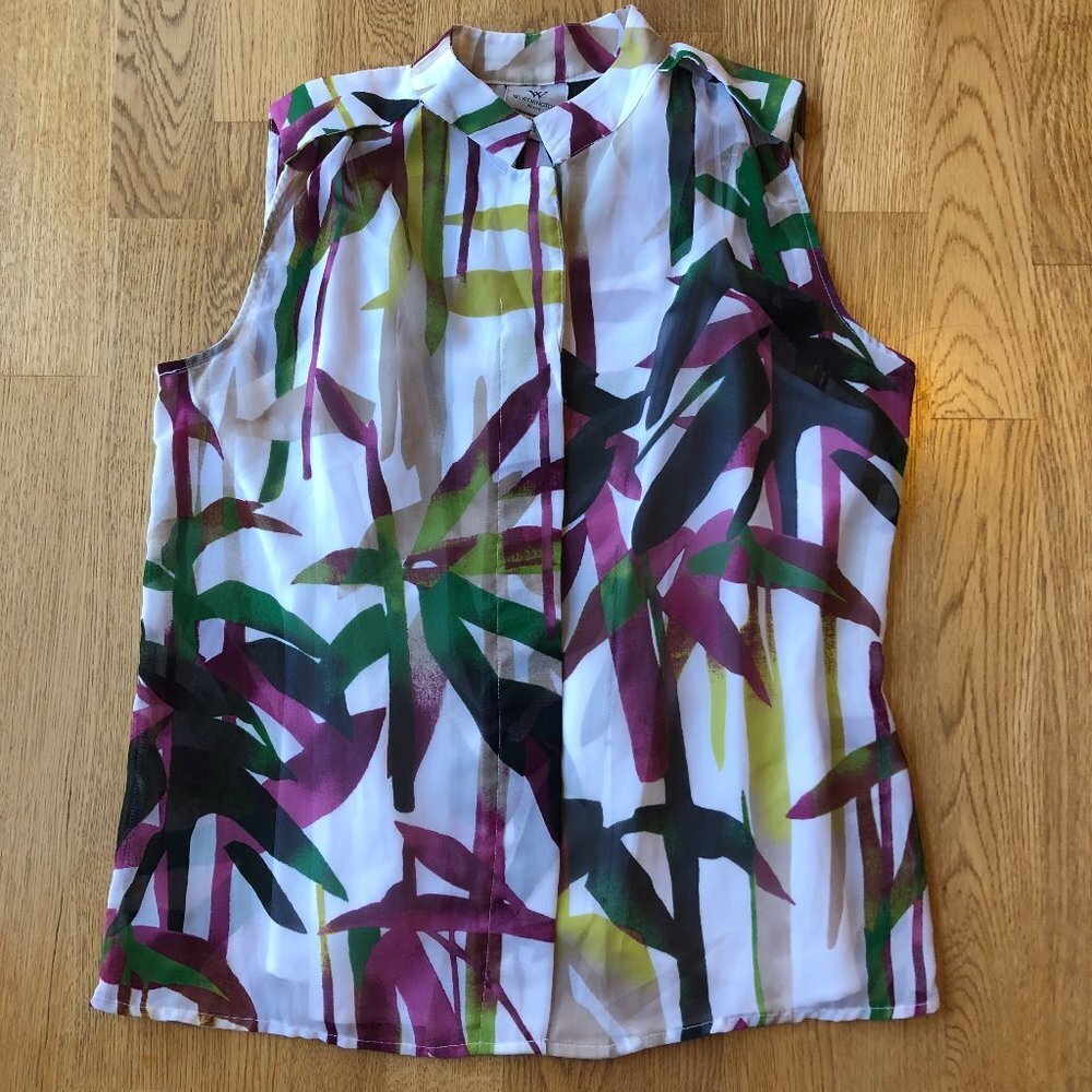 Worthington Tropical Floral Layered Sleeveless Top Petite Small